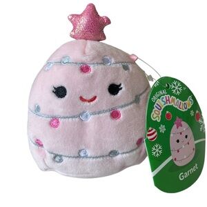 Squishmallow Garnet the Pink Christmas Tree 4” NWT